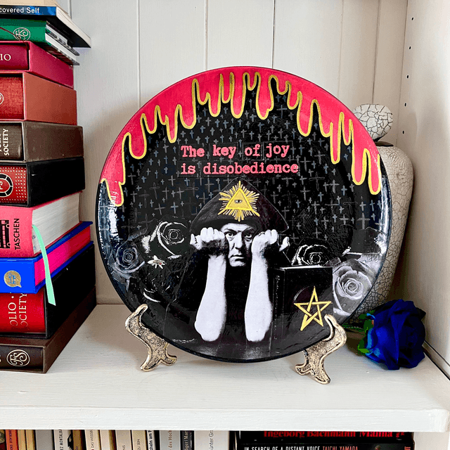 "The Key of Joy is Disobedience" Black Upcycled Wall Plate - House of Frisson