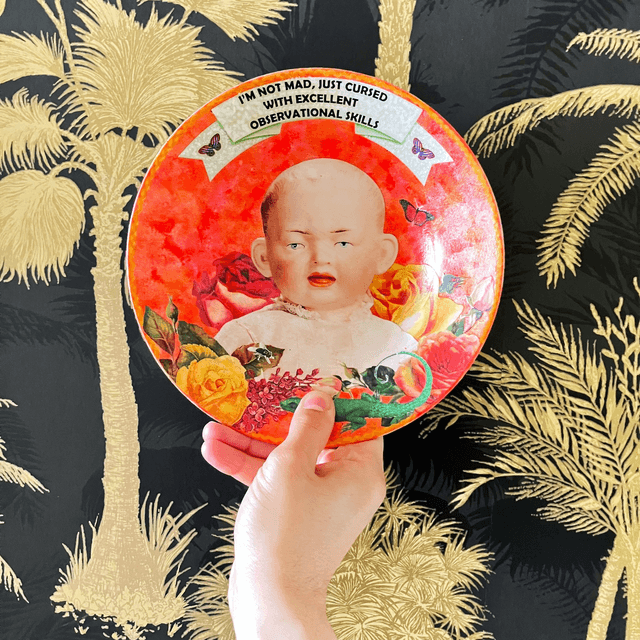 "I'm Not Mad, Just Cursed With Excellent Observational Skills" Coral Upcycled Wall Plate - House of Frisson