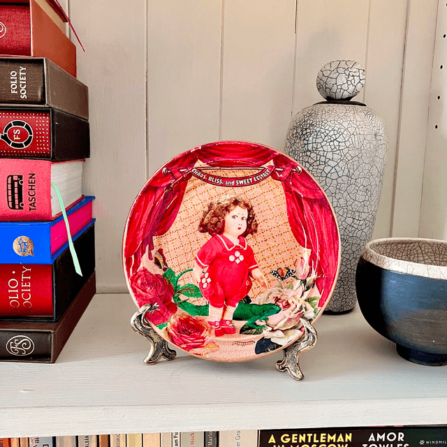 "Chaos, Bliss, and Sweet Ecstasy" - Beige Upcycled Wall Plate by House of Frisson