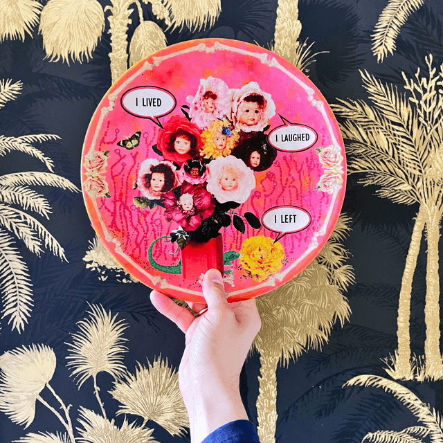"I Lived I Laughed I Left" Pink Upcycled Wall Plate - House of Frisson