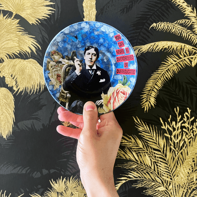 "You Can Never Be Overdressed or Overeducated" Blue Upcycled Trinket Dish - House of Frisson25