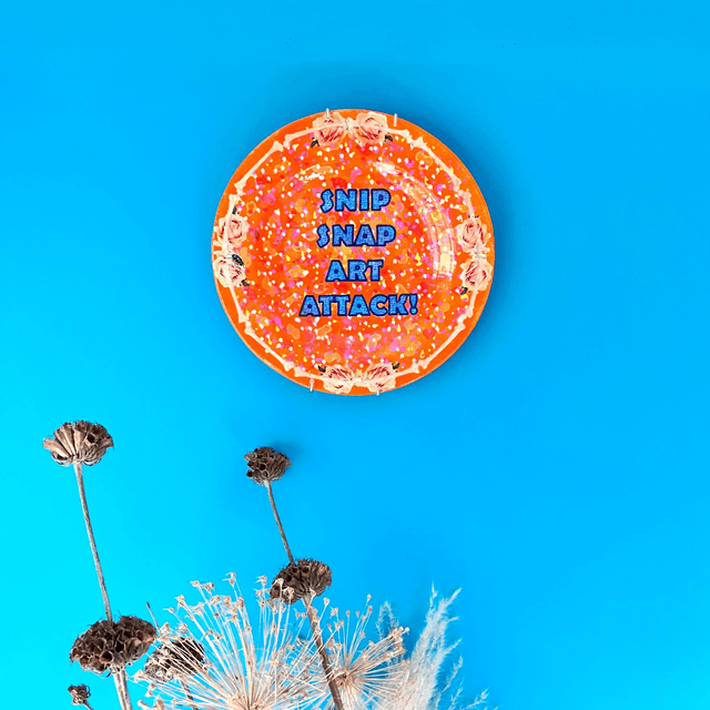 "Snip Snap Art Attack" Orange Upcycled Wall Plate - House of Frisson