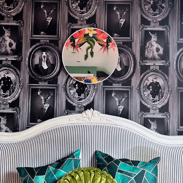 Green Snakes Upcycled Mirror - "Tropical Punk 2" - by House of Frisson