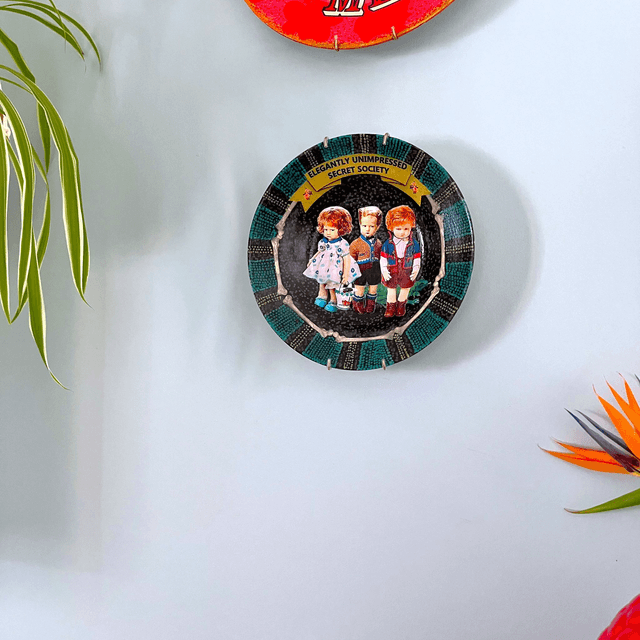 "Elegantly Unimpressed Secret Society" Black Upcycled Wall Plate - House of Frisson