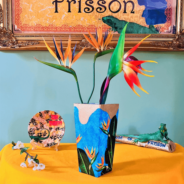 Blue “Strelitzia” Upcycled Flower Vase - House of Frisson