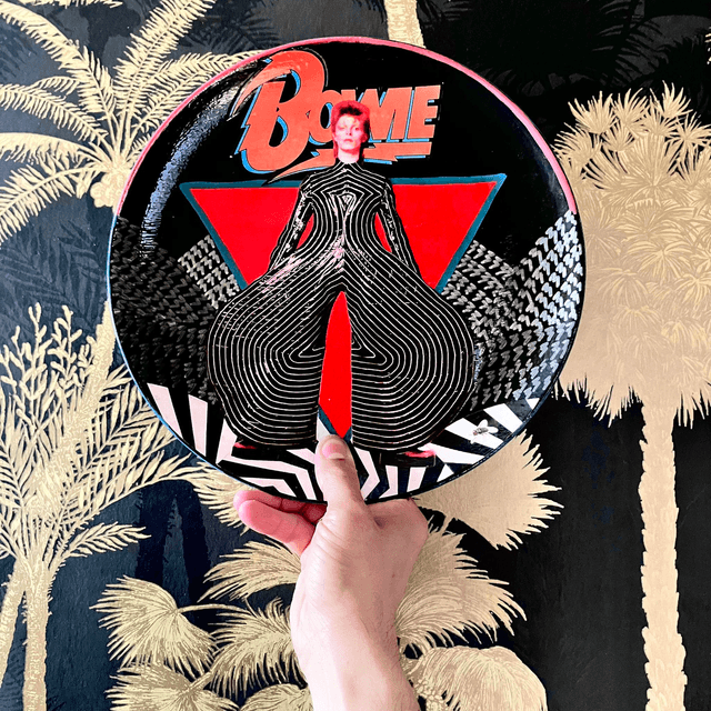 "Bowie" Black Upcycled Wall Plate - House of Frisson