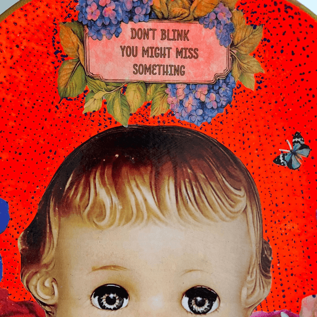 "Don't Blink You Might Miss Something" Neon Orange Upcycled Wall Plate - House of Frisson