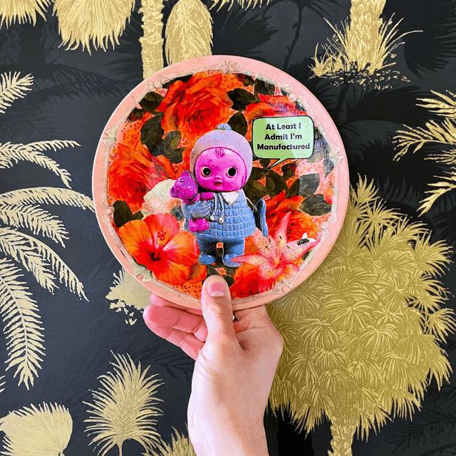 "At Least I Admit I'm Manufactured" Peach Upcycled Wall Plate - House of Frisson