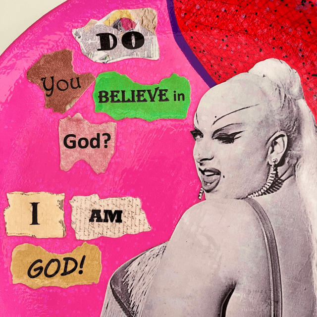 "Do You Believe in God? I Am God!" Pink & Red Upcycled Wall Plate - House of Frisson