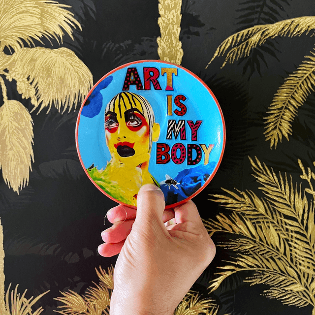 "Art is my Body" Light Blue Upcycled Trinket Dish - House of Frisson