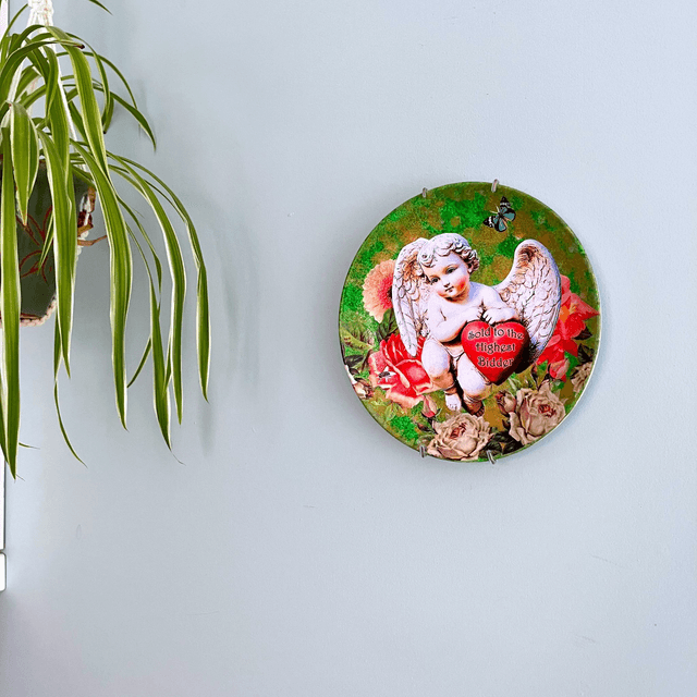 "Sold to the Highest Bidder" Green Upcycled Wall Plate - House of Frisson