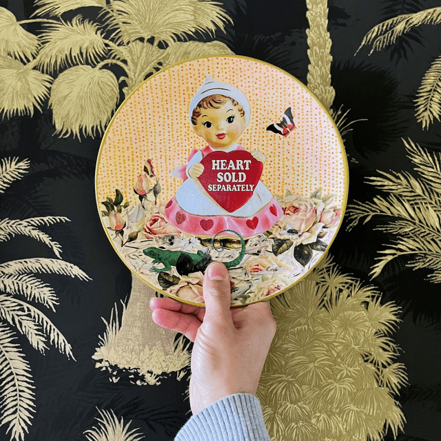 "Heart Sold Separately" Peach Upcycled Wall Plate - House of Frisson