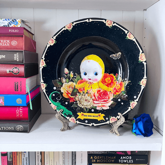 "Hit The Road" Black Upcycled Wall Plate - House of Frisson
