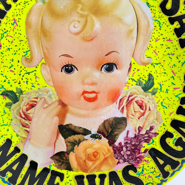 "What Did You Say Your Name Was Again?" Neon Lime Green Upcycled Wall Plate - House of Frisson