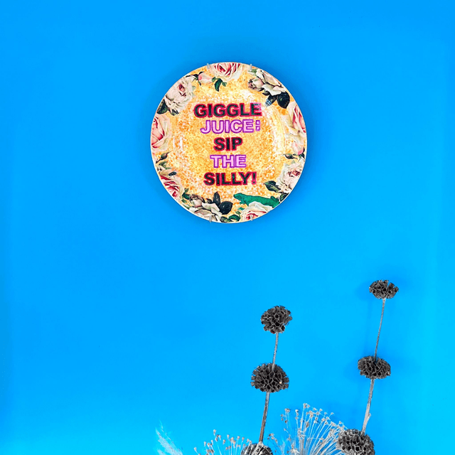 "Giggle Juice: Sip The Silly!" Orange Upcycled Wall Plate - House of Frisson