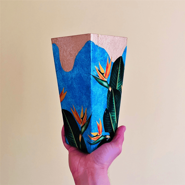 Blue “Strelitzia” Upcycled Flower Vase - House of Frisson