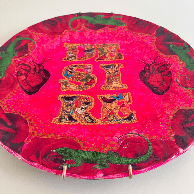 “Desire” Fuchsia Upcycled Wall Plate - House of Frisson