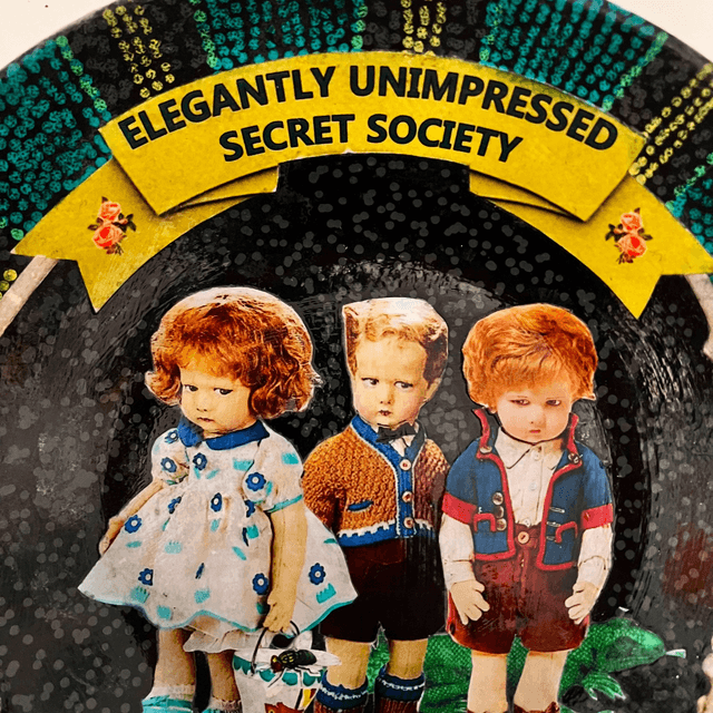 "Elegantly Unimpressed Secret Society" Black Upcycled Wall Plate - House of Frisson