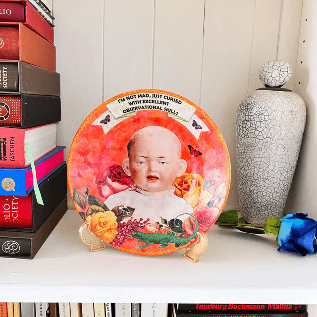 "I'm Not Mad, Just Cursed With Excellent Observational Skills" Coral Upcycled Wall Plate - House of Frisson