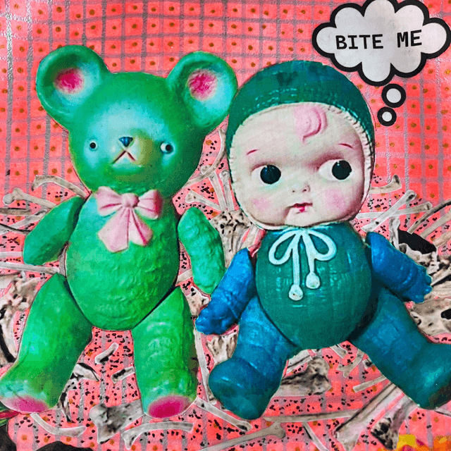 "Bite Me" Peach Pink Upcycled Wall Plate - House of Frisson