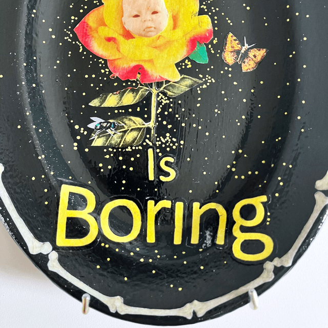 "Perfection Is Boring" Black Upcycled Wall Plate - House of Frisson