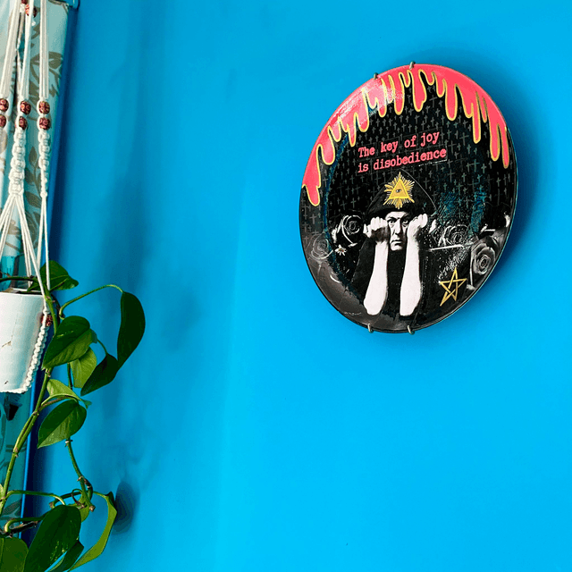 "The Key of Joy is Disobedience" Black Upcycled Wall Plate - House of Frisson