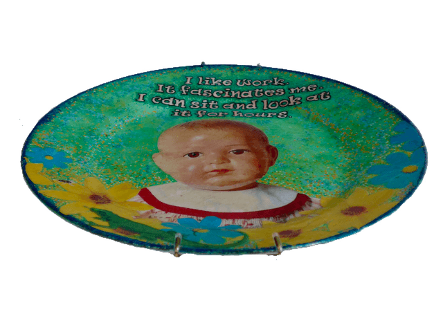 “I Like Work. It Fascinates Me. I Can Sit And Look At It For Hours” Green Upcycled Wall Plate - House of Frisson