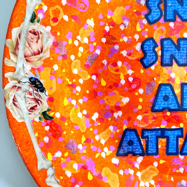"Snip Snap Art Attack" Orange Upcycled Wall Plate - House of Frisson