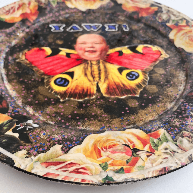 "Yawn!" Black Upcycled Wall Plate - House of Frisson