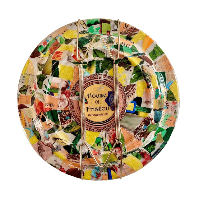 "Chaos, Bliss, and Sweet Ecstasy" - Beige Upcycled Wall Plate by House of Frisson