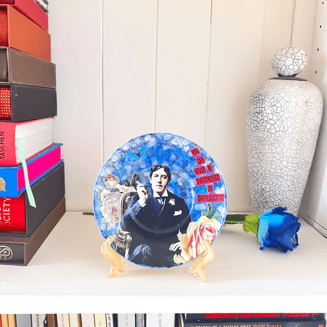 "You Can Never Be Overdressed or Overeducated" Blue Upcycled Trinket Dish - House of Frisson25
