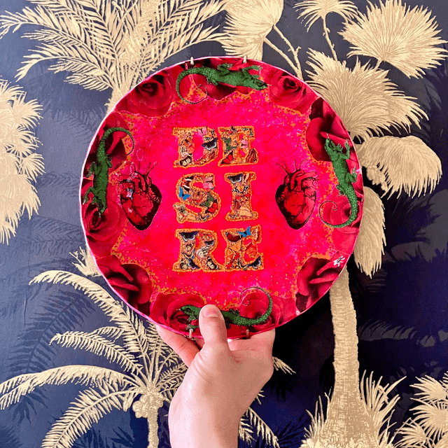 “Desire” Fuchsia Upcycled Wall Plate - House of Frisson