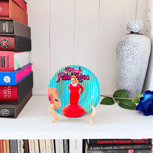 "Pink Flamingos" Green Upcycled Trinket Dish - House of Frisson