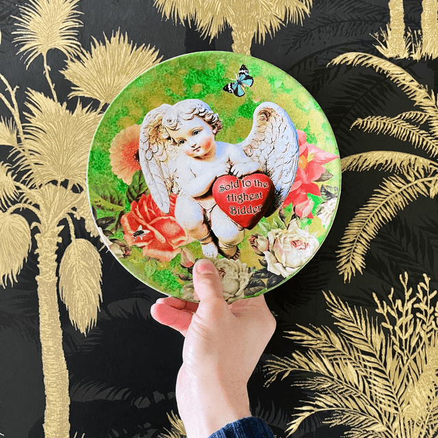 "Sold to the Highest Bidder" Green Upcycled Wall Plate - House of Frisson