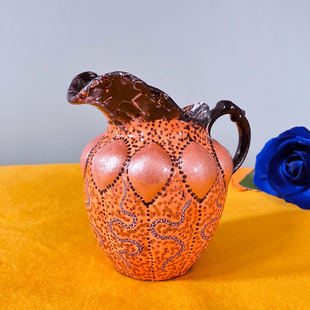 Orange and Black Upcycled Flower Vase - "Snakes" - by House of Frisson