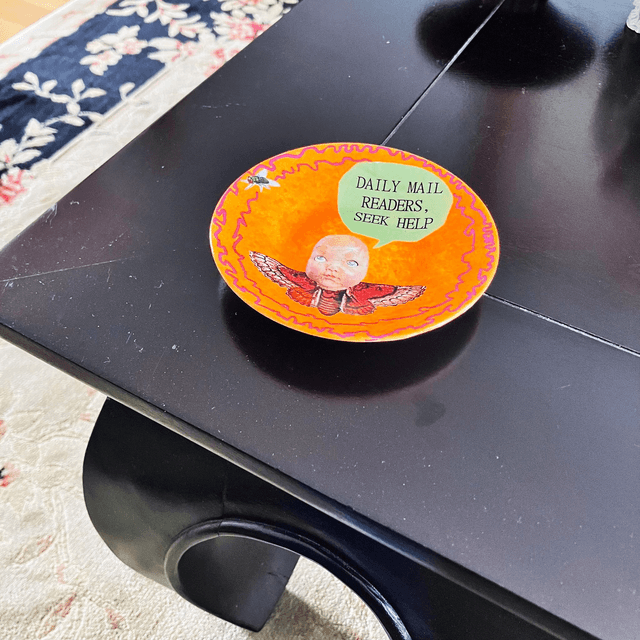 "Daily Mail Readers, Seek Help" Orange Upcycled Trinket Dish by House of Frisson