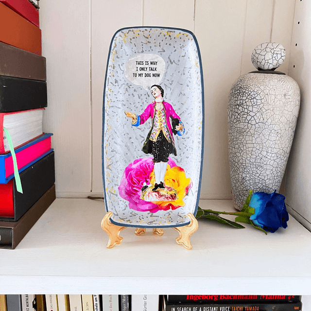 "This Is Why I Only Talk To My Dog Now" Silver Upcycled Wall Plate - House of Frisson