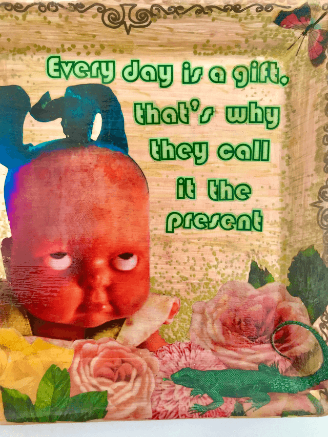 “Every Day Is A Gift That’s Why They Call It A Present” Beige Upcycled Wall Plate - House of Frisson