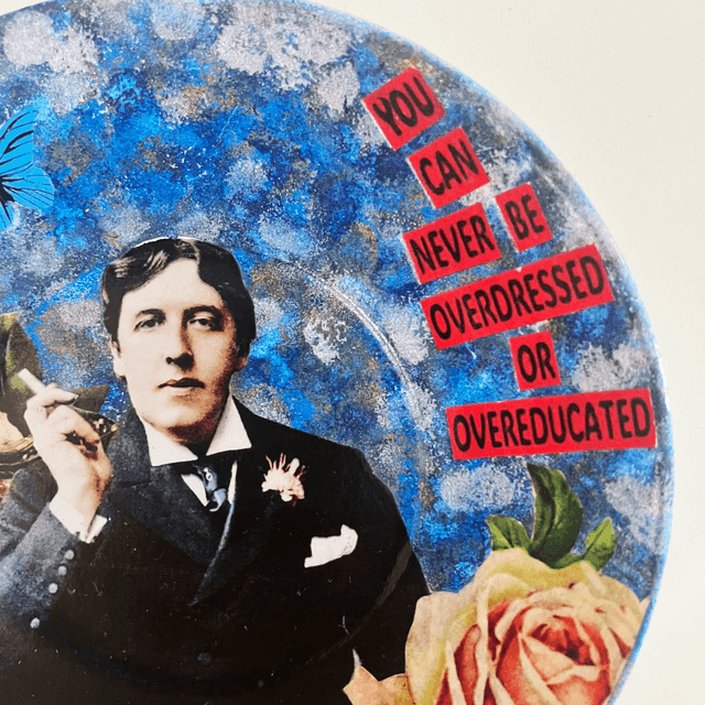 "You Can Never Be Overdressed or Overeducated" Blue Upcycled Trinket Dish - House of Frisson25