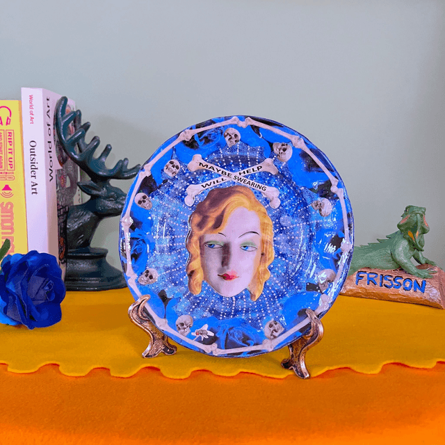 "Maybe Swearing Will Help" Blue Upcycled Wall Plate - House of Frisson
