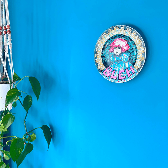 "Bleh" Green Upcycled Wall Plate - House of Frisson