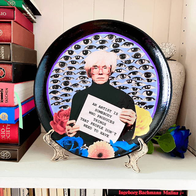 "An Artist Is Somebody Who Produces Things That People Don't Need To Have" Blue Upcycled Wall Plate - House of Frisson