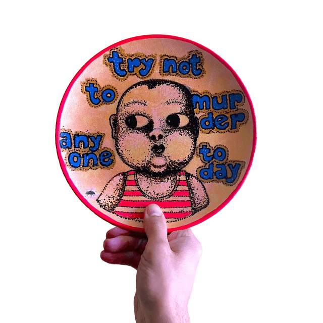 "Try Not To Murder Anyone Today" Blush Upcycled Wall Plate - House of Frisson