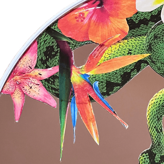 Green Snakes Upcycled Mirror - "Tropical Punk 2" - by House of Frisson