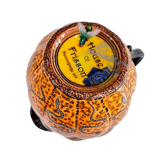 Orange and Black Upcycled Flower Vase - "Snakes" - by House of Frisson