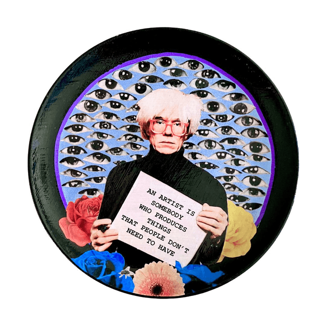 &quot;An Artist Is Somebody Who Produces Things That People Don&#039;t Need To Have&quot; Blue Upcycled Wall Plate - House of Frisson