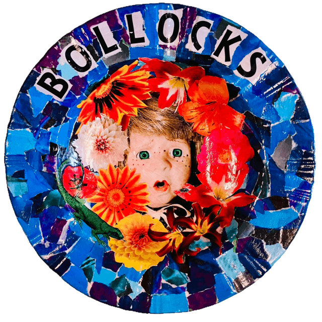 “Bollocks” Blue Upcycled Wall Plate - House of Frisson