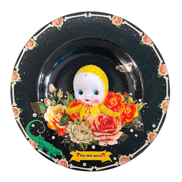 &quot;Hit The Road&quot; Black Upcycled Wall Plate - House of Frisson