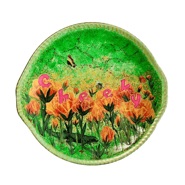 “Cheeky” Green Upcycled Wall Plate - House of Frisson