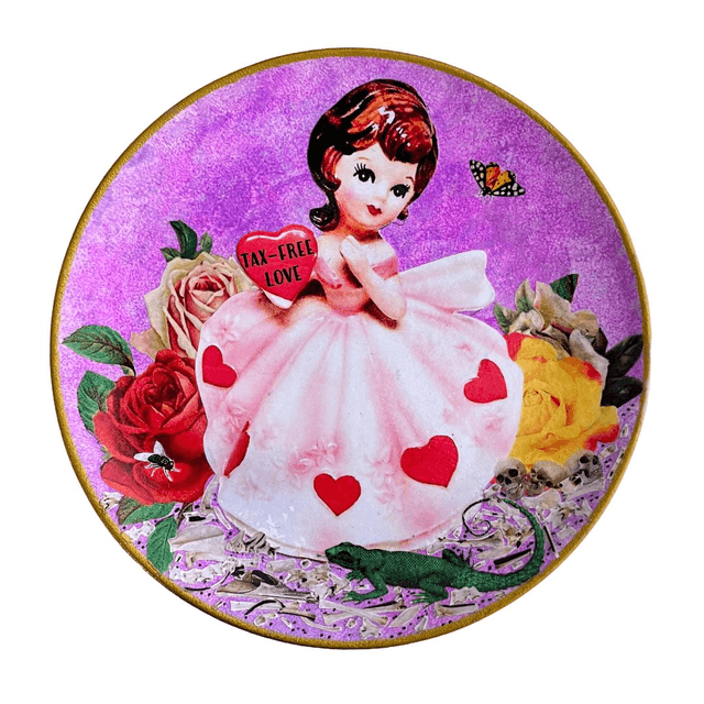 &quot;Tax-Free Love&quot; Purple Upcycled Wall Plate - House of Frisson